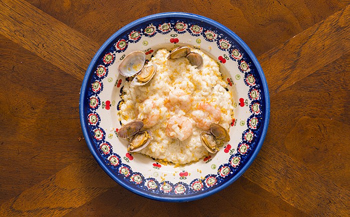 あさりと海老の<wbr>クリームリゾット<br>~カラスミがけ~